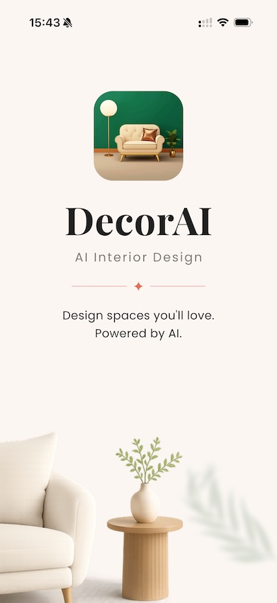 DecorAI welcome screen