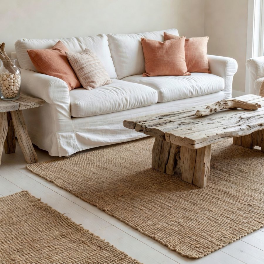 Coastal living room AI design