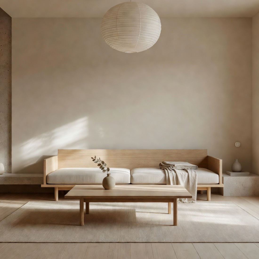 Japandi living room AI design